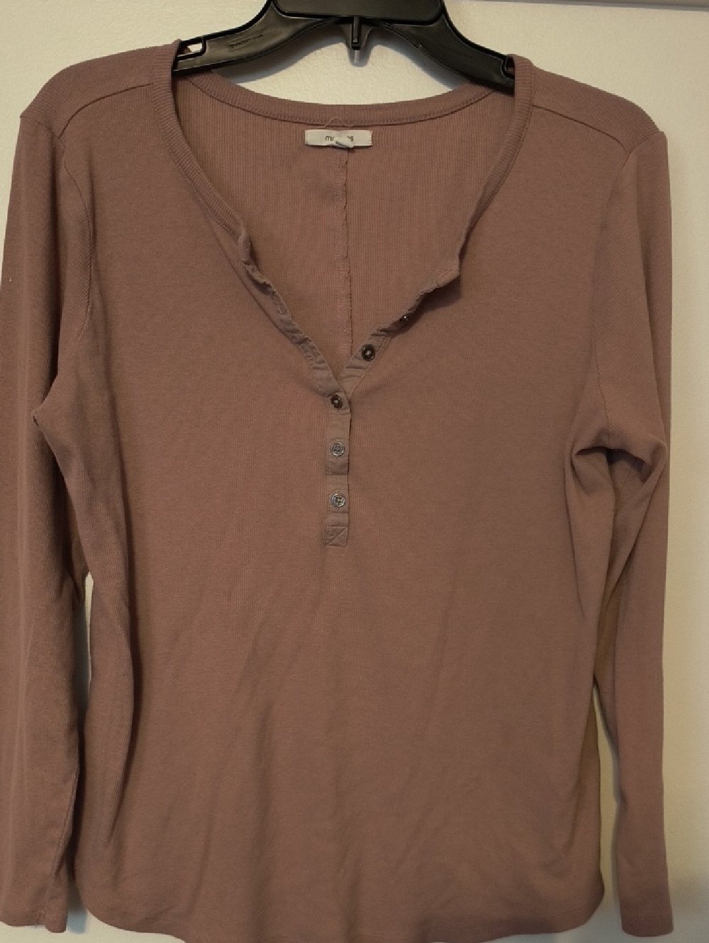 Maurices Long Sleeve Henley Top in Dusty Mauve